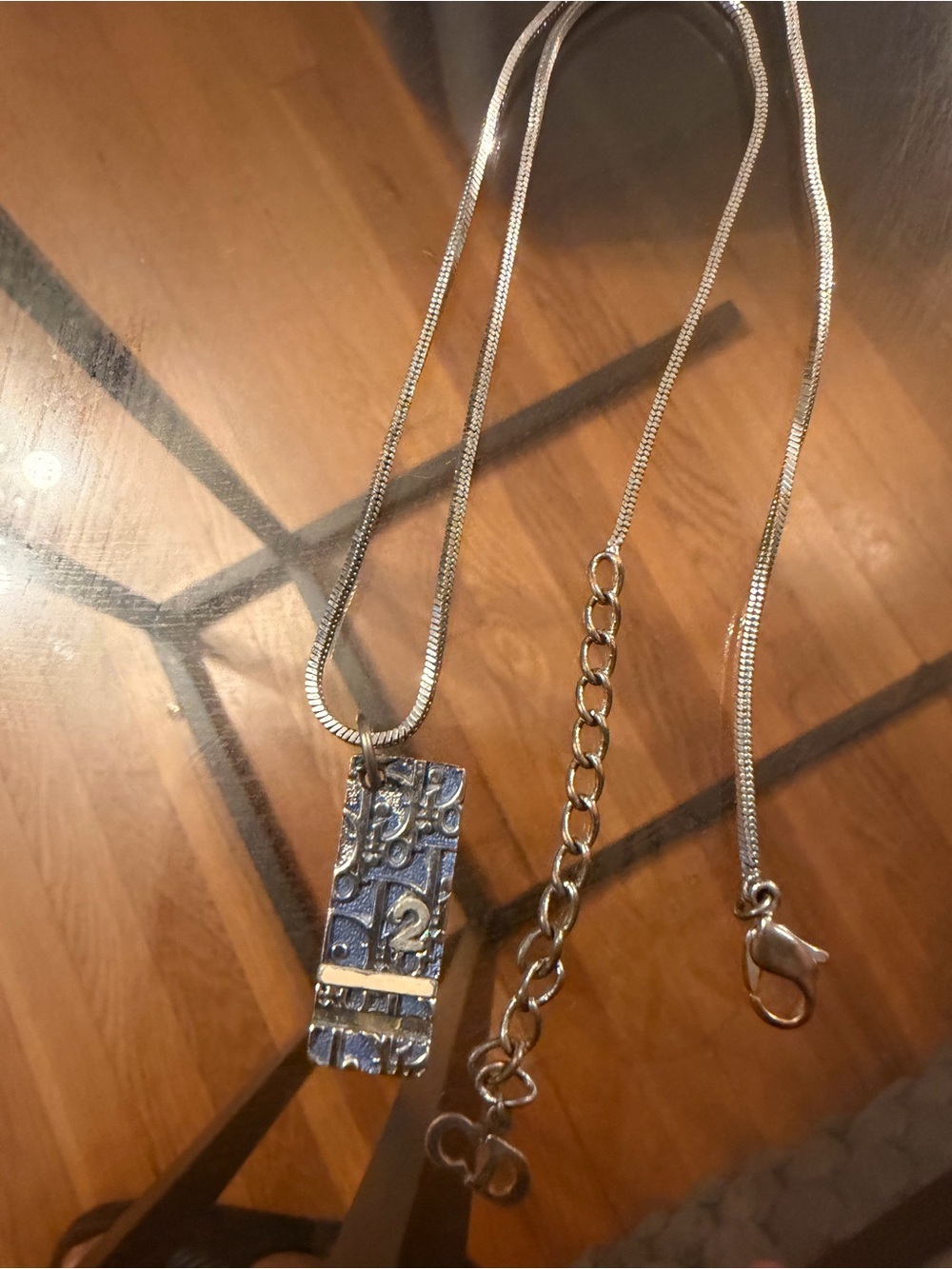 Dior Silver-Tone Numbered Rectangle Pendant Necklace